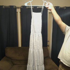 Simplee Women's Embroidery Pearl, Light Blue Halter Spaghetti Strap Dress